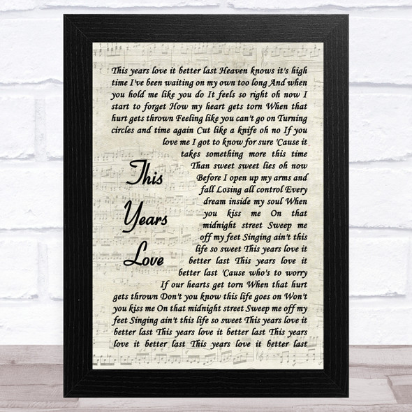 David Gray This Years Love Vintage Script Song Lyric Music Art Print