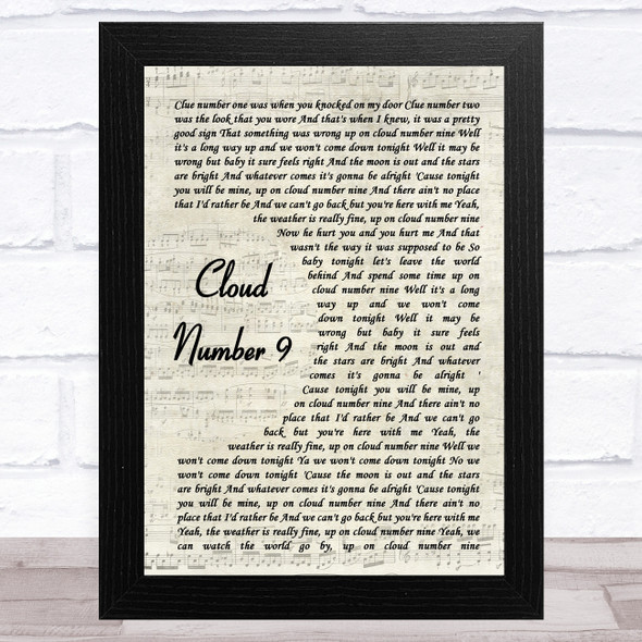 Bryan Adams Cloud Number 9 Vintage Script Song Lyric Music Art Print