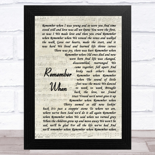 Alan Jackson Remember When Vintage Script Song Lyric Music Art Print