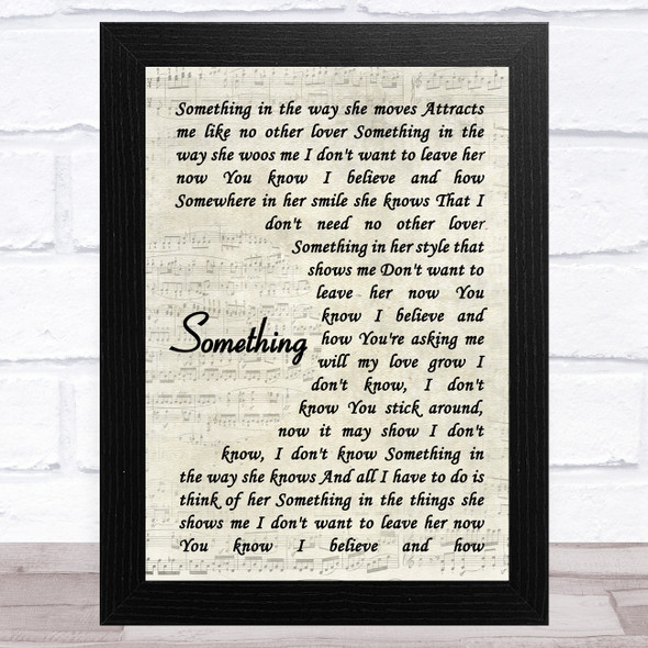 The Beatles Something Vintage Script Song Lyric Music Art Print