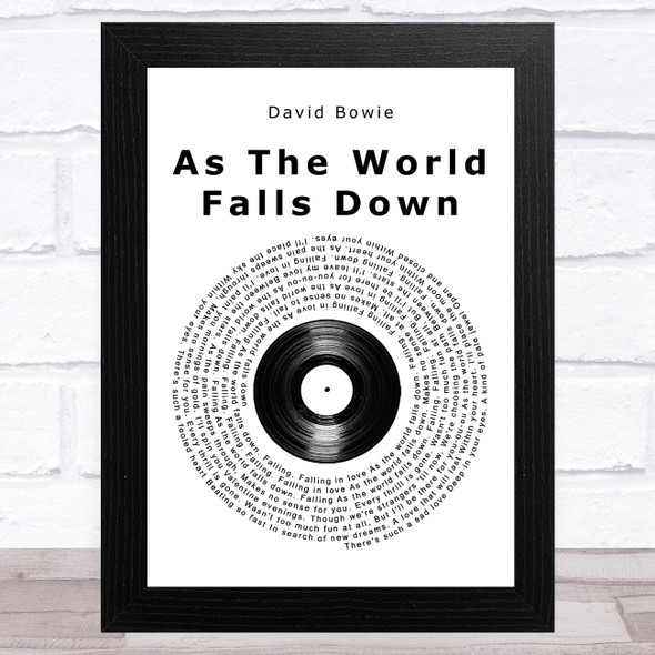 David Bowie As The World Falls Down Vinyl Record Song Lyric Music Art Print