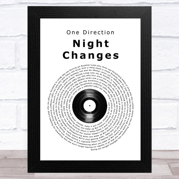 One Direction Night Changes Vinyl Record Song Lyric Music Art Print