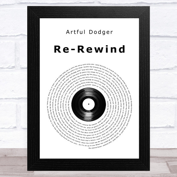 Artful Dodger Re-Rewind Vinyl Record Song Lyric Music Art Print