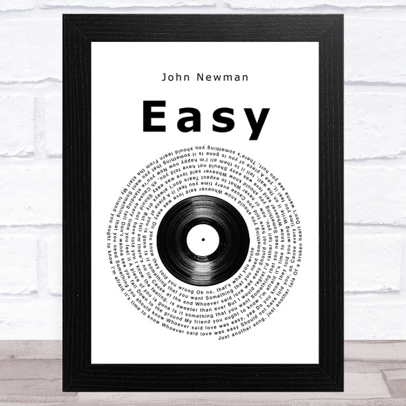 John Newman Easy Vinyl Record Song Lyric Music Art Print