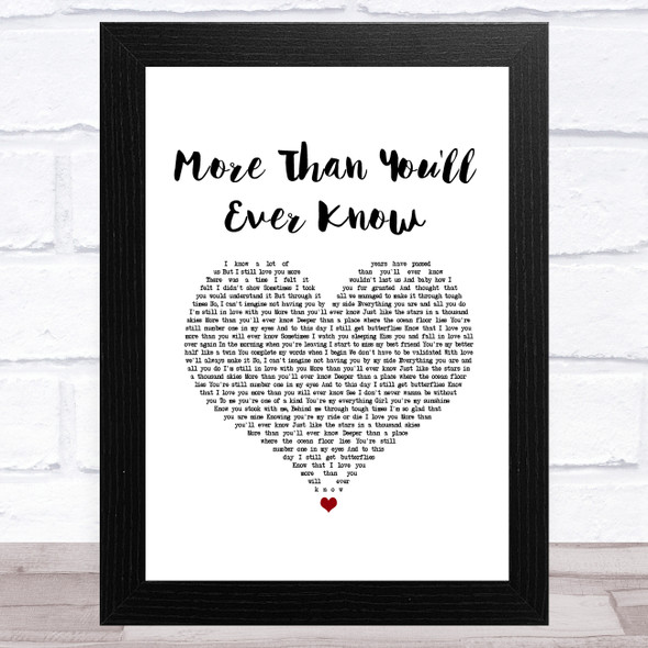 Boyz II Men More Than You'll Ever Know White Heart Song Lyric Music Art Print