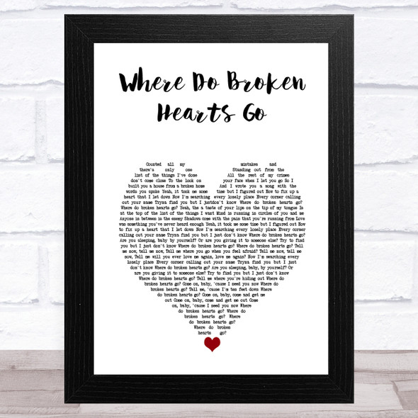 One Direction Where Do Broken Hearts Go White Heart Song Lyric Music Art Print
