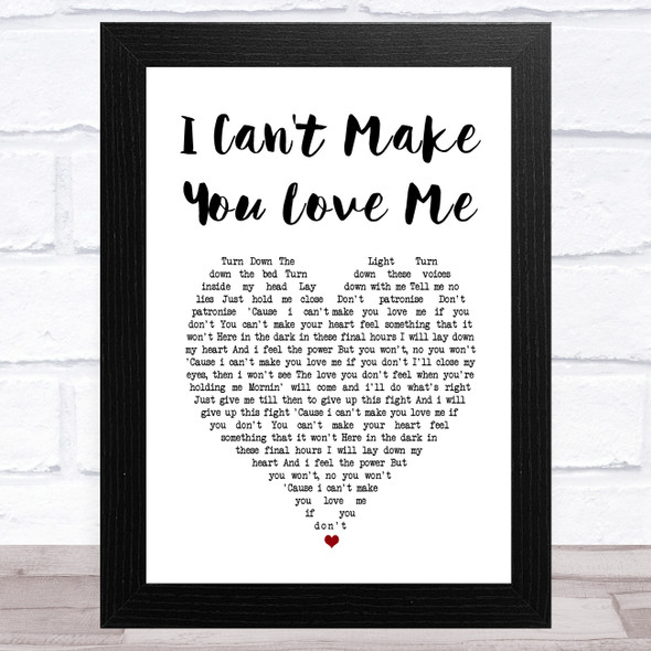George Michael I Can't Make You Love Me White Heart Song Lyric Music Art Print