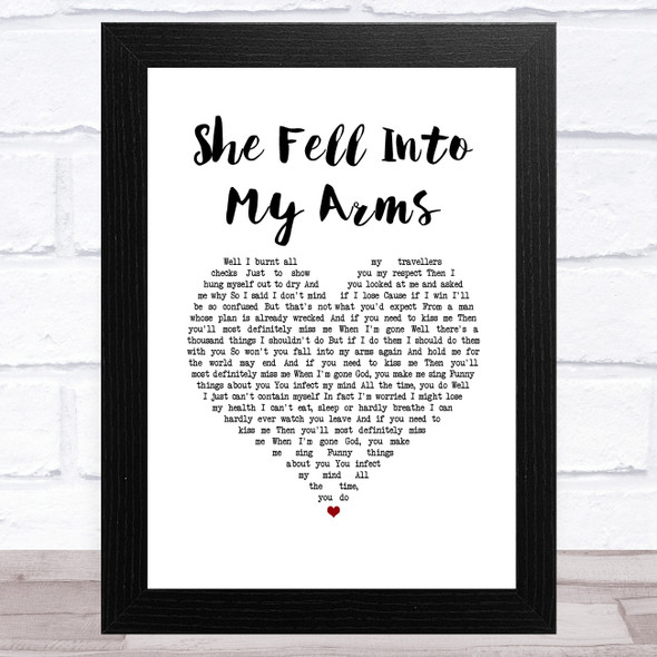 Ed Harcourt She Fell Into My Arms White Heart Song Lyric Music Art Print