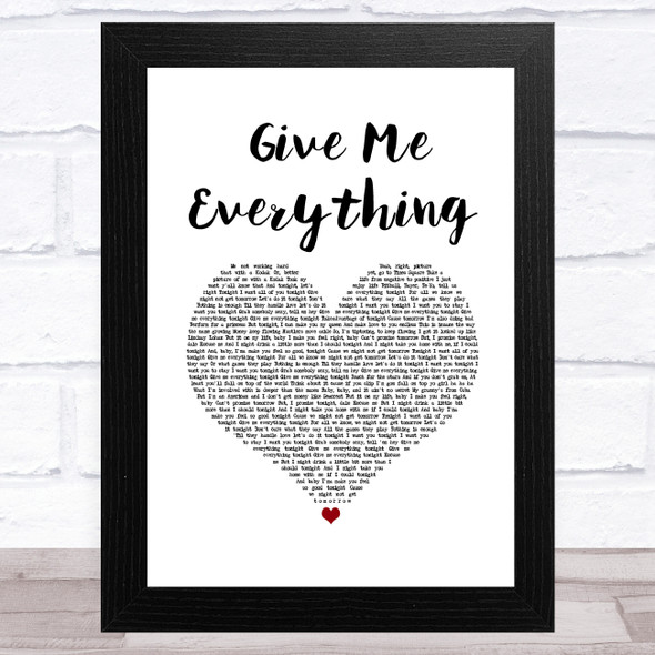 Pitbull Give Me Everything White Heart Song Lyric Music Art Print