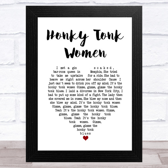 The Rolling Stones Honky Tonk Women White Heart Song Lyric Music Art Print