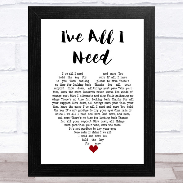 Liam Gallagher I've All I Need White Heart Song Lyric Music Art Print