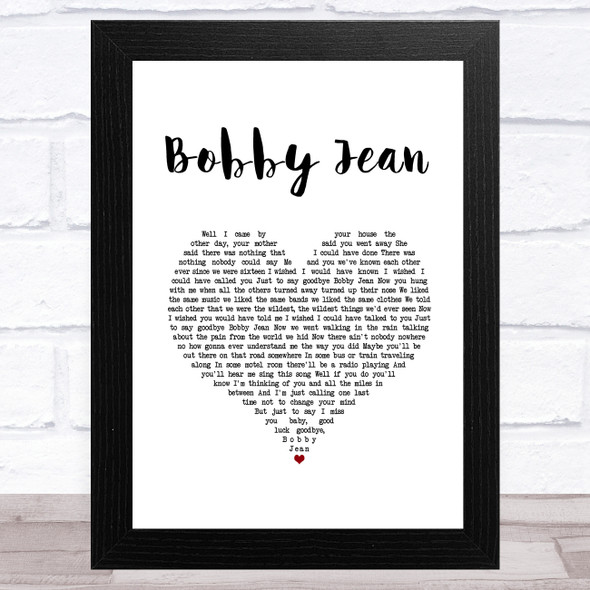 Bruce Springsteen Bobby Jean White Heart Song Lyric Music Art Print