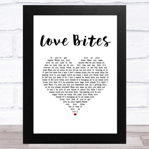 Def Leppard Love Bites White Heart Song Lyric Music Art Print