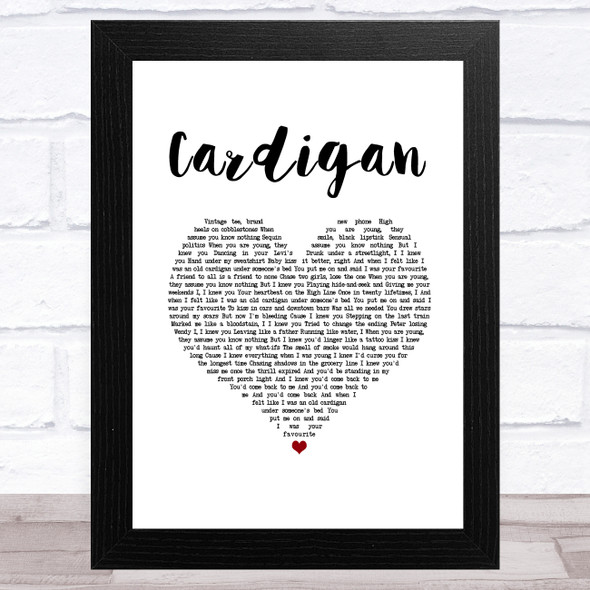 Taylor Swift Cardigan White Heart Song Lyric Music Art Print