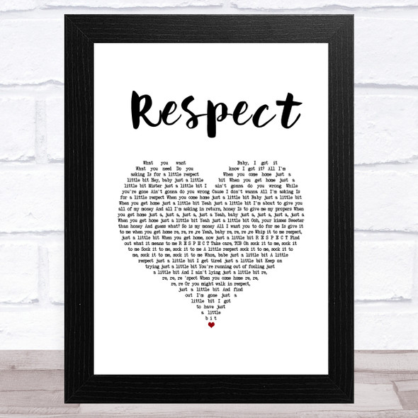 Aretha Franklin Respect White Heart Song Lyric Music Art Print