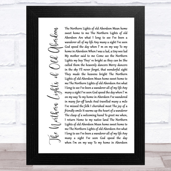 The Alexander Brothers The Northern Lights of Old Aberdeen White Script Song Lyric Music Art Print