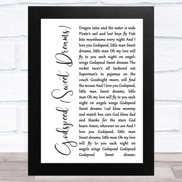 Dixie Chicks Godspeed (Sweet Dreams) White Script Song Lyric Music Art Print