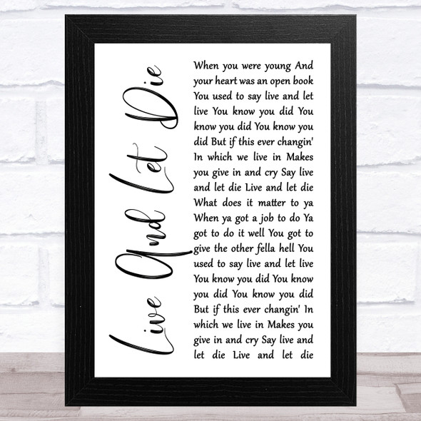 Guns N' Roses Live And Let Die White Script Song Lyric Music Art Print