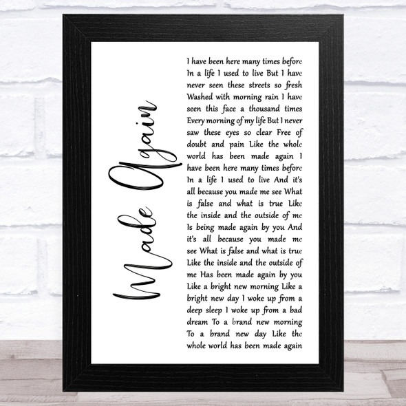 Marillion Made Again White Script Song Lyric Music Art Print