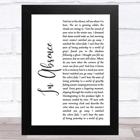 Silent Planet In Absence White Script Song Lyric Music Art Print