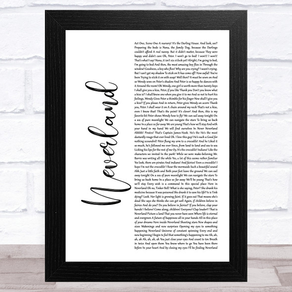 Matthew Morrison, Laura Michelle Kelly, Neverland White Script Song Lyric Music Art Print