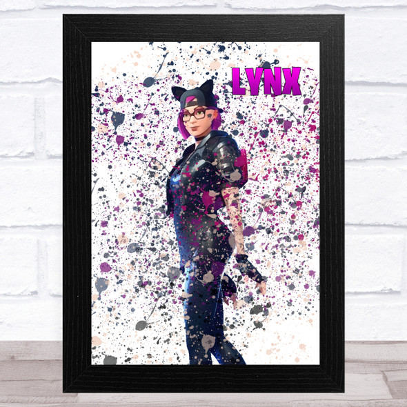 Stage 1 Black Lynx Fortnite Splatter Children's Kids Wall Art Print