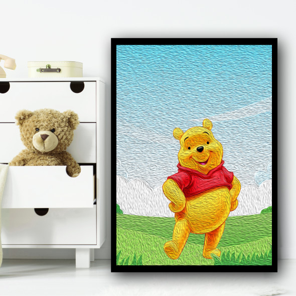 Winnie The Pooh Grunge Oil Children's Kids Wall Art Print