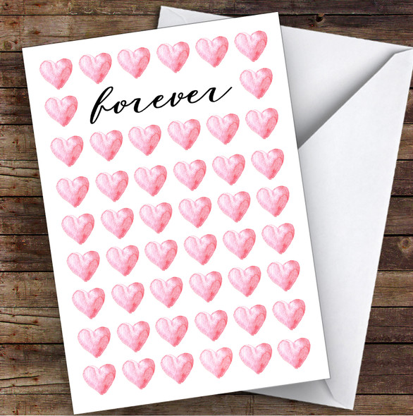 Forever Love Watercolour Hearts Personalised Valentine's Day Card