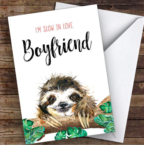 Cute Sloth Boyfriend Personalised Valentine's Day Card