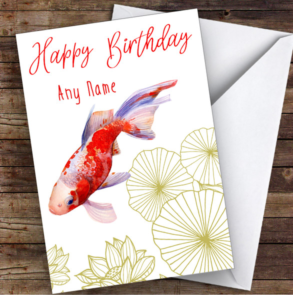 Oriental Goldfish Personalised Birthday Greetings Card