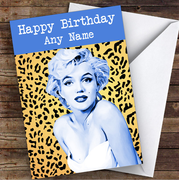 Marylin Monroe Leopard Print Celebrity Personalised Birthday Card