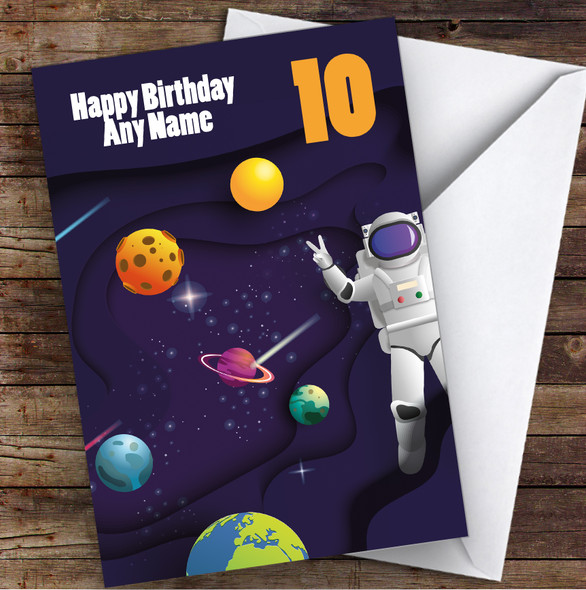 Astronaut Floating In Space Children's Kids Personalised Birthday Card