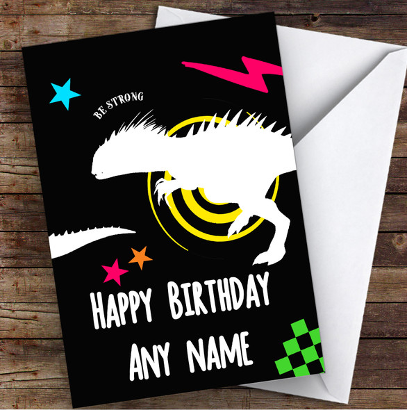 Fun Black Dinosaur Children's Kids Personalised Birthday Card