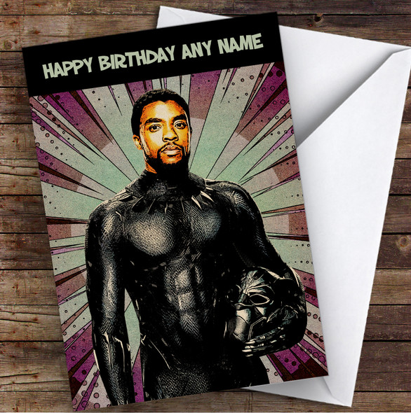 Black Panther Chadwick Boseman Children's Kids Personalised Birthday Card