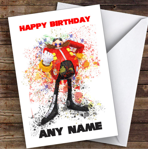 Dr Eggman Sonic The Hedgehog Splatter Art Children's Kids Birthday Card