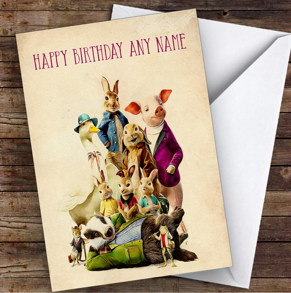 Peter Rabbit Vintage Retro Children's Kids Personalised Birthday Card