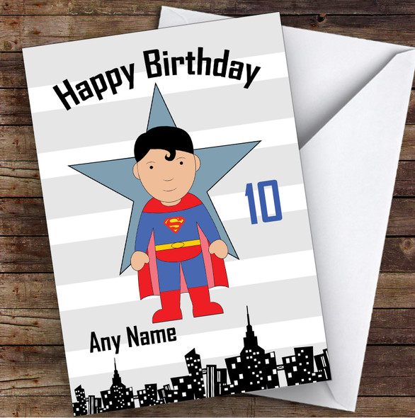 Superhero Any Age Superman Children's Kids Personalised Birthday Card