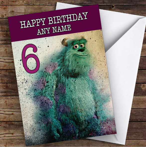 Grunge Style Monsters James P Sullivan Children's Kids Birthday Card