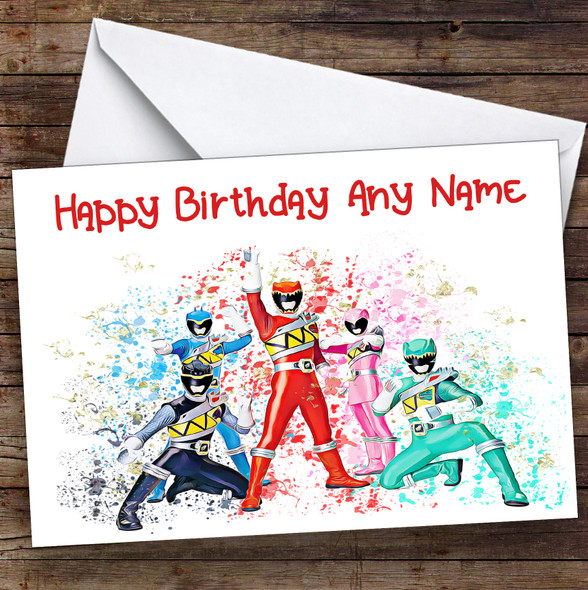 Power Rangers Dino Charge Splatter Art Children's Kids Birthday Card
