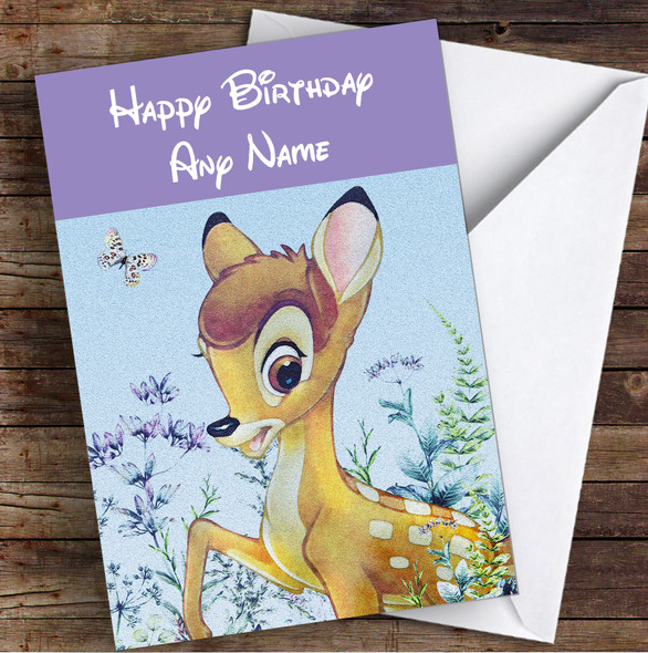 Bambi Vintage Colour Fade Children's Kids Personalised Birthday Card
