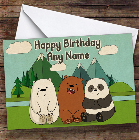 We Bare Bears Landscape Children's Kids Personalised Birthday Card