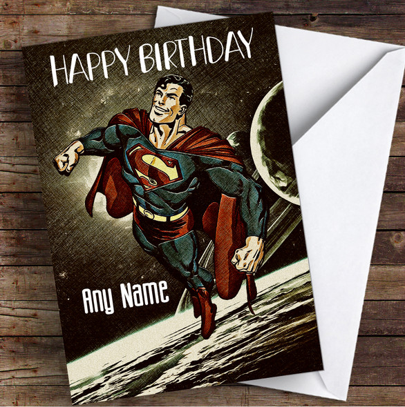 Superman Grunge Style Children's Kids Personalised Birthday Card