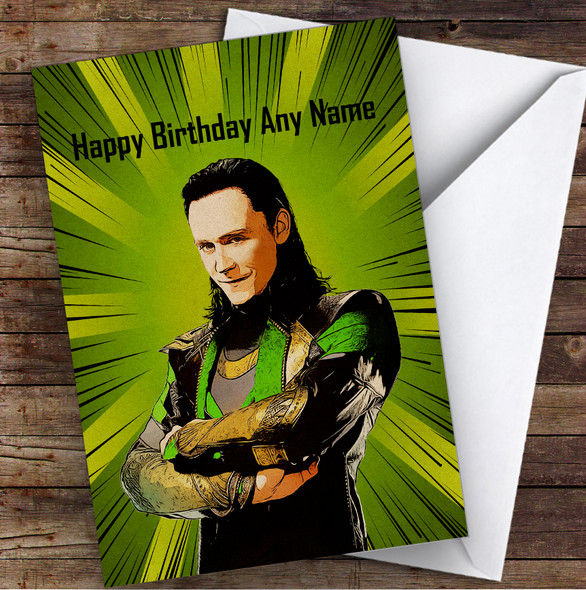 Loki Tom Hiddleston Children's Kids Personalised Birthday Card