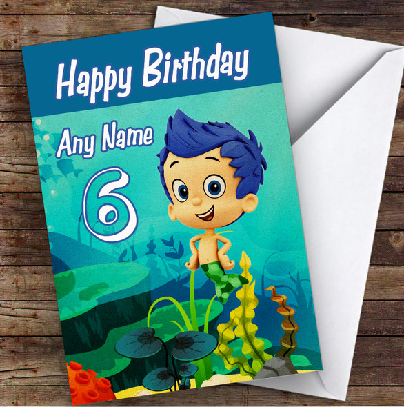 Bubble Guppies Gil Children's Kids Personalised Birthday Card