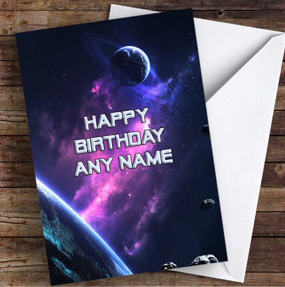 Celestial Collection Planets Stunning Space Personalised Birthday Card