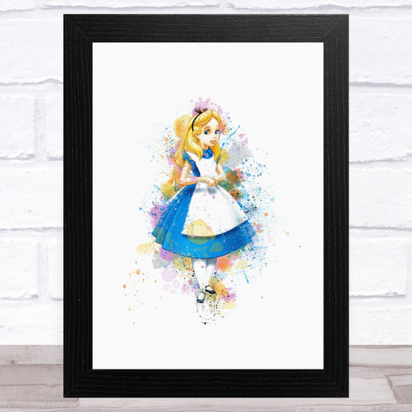 Alice In Wonderland Watercolour Splatter Children's Kid's Wall Art Print