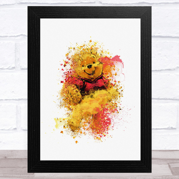 Winnie The Pooh Watercolour Splatter Children's Kid's Wall Art Print