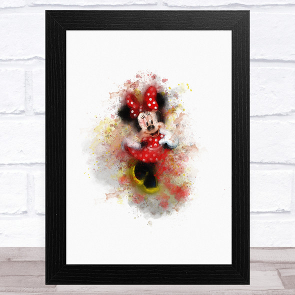 Minnie Mouse Watercolour Splatter Children's Kid's Wall Art Print