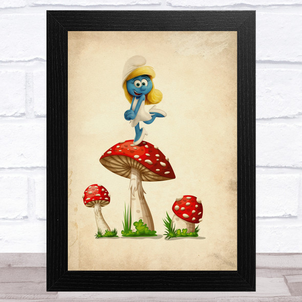 Smurfette Vintage The Smurfs Children's Kid's Wall Art Print