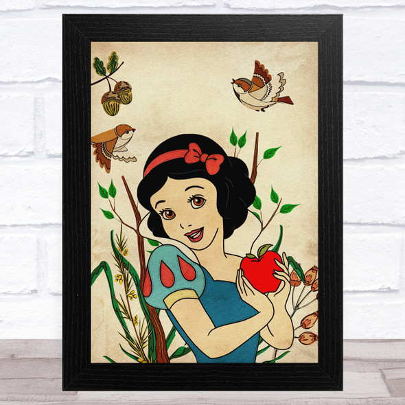 Snow White Retro Birds Children's Kid's Wall Art Print
